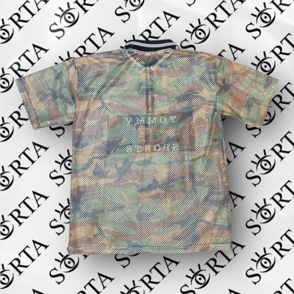 VTG 90s Tommy Hilfiger Camo Mesh Shirt and Shorts Set Size L - Picture 2 of 16